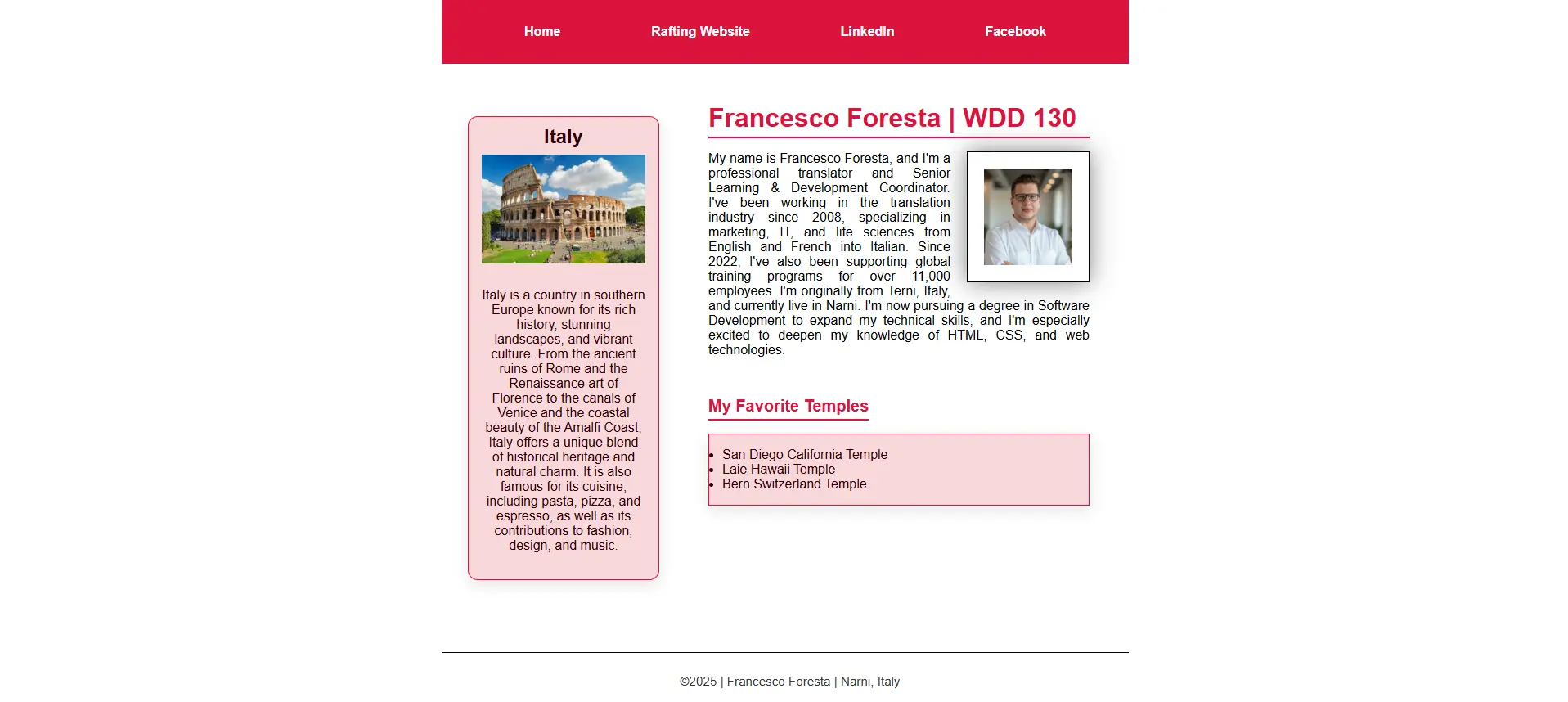 WDD130 Homepage Screenshot